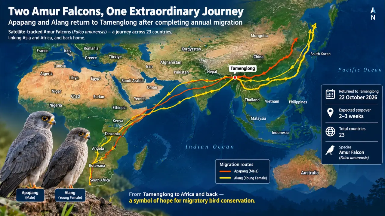 Satellite-Tagged Amur Falcons Return to Tamenglong