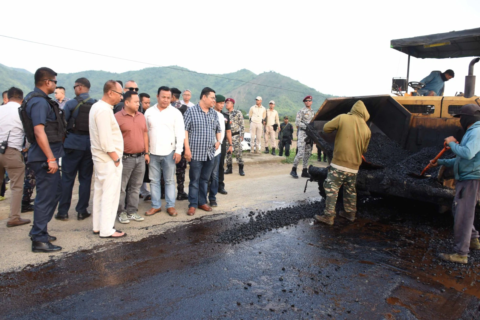 Khemchand inspects Imphal-Saikul road