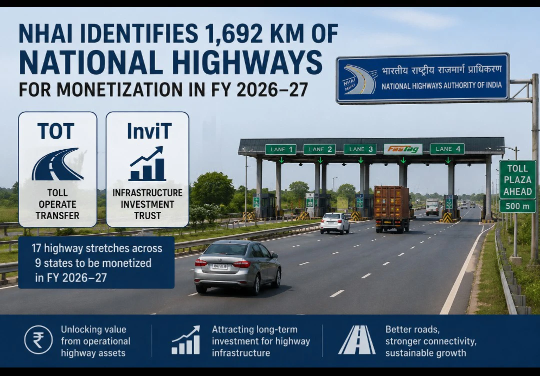 NHAI Identifies 1,692 km of NHs for monetization