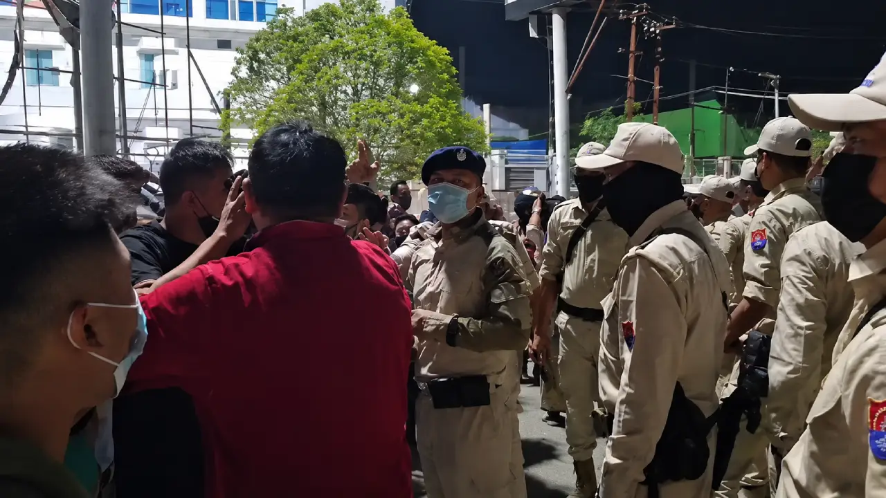 Protestors at RIMS Imphal