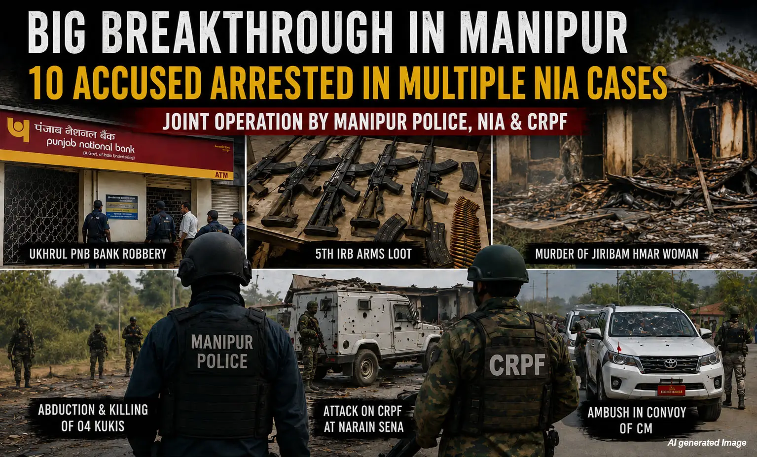 10 arrested by NIA, Manipur Police and CRPF
