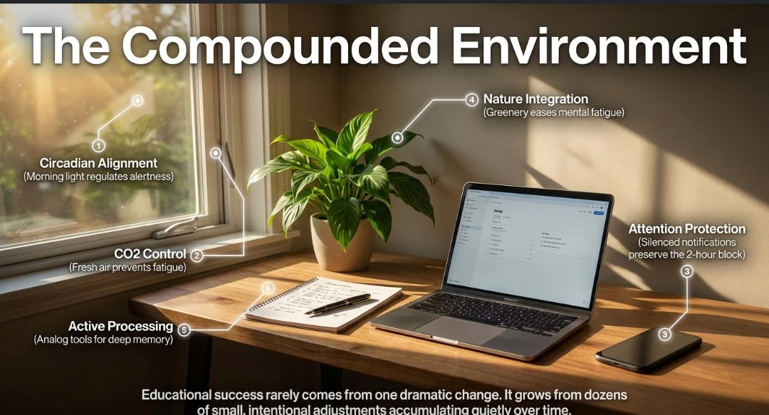 Tech + Nature: Balanced Study Environment 